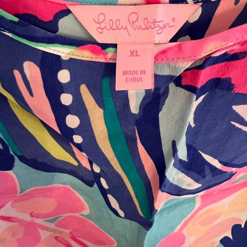 Lilly Pulitzer Multicolor Tropical Print Tank Top — Pink, Blue, Green - Picture 2 of 4